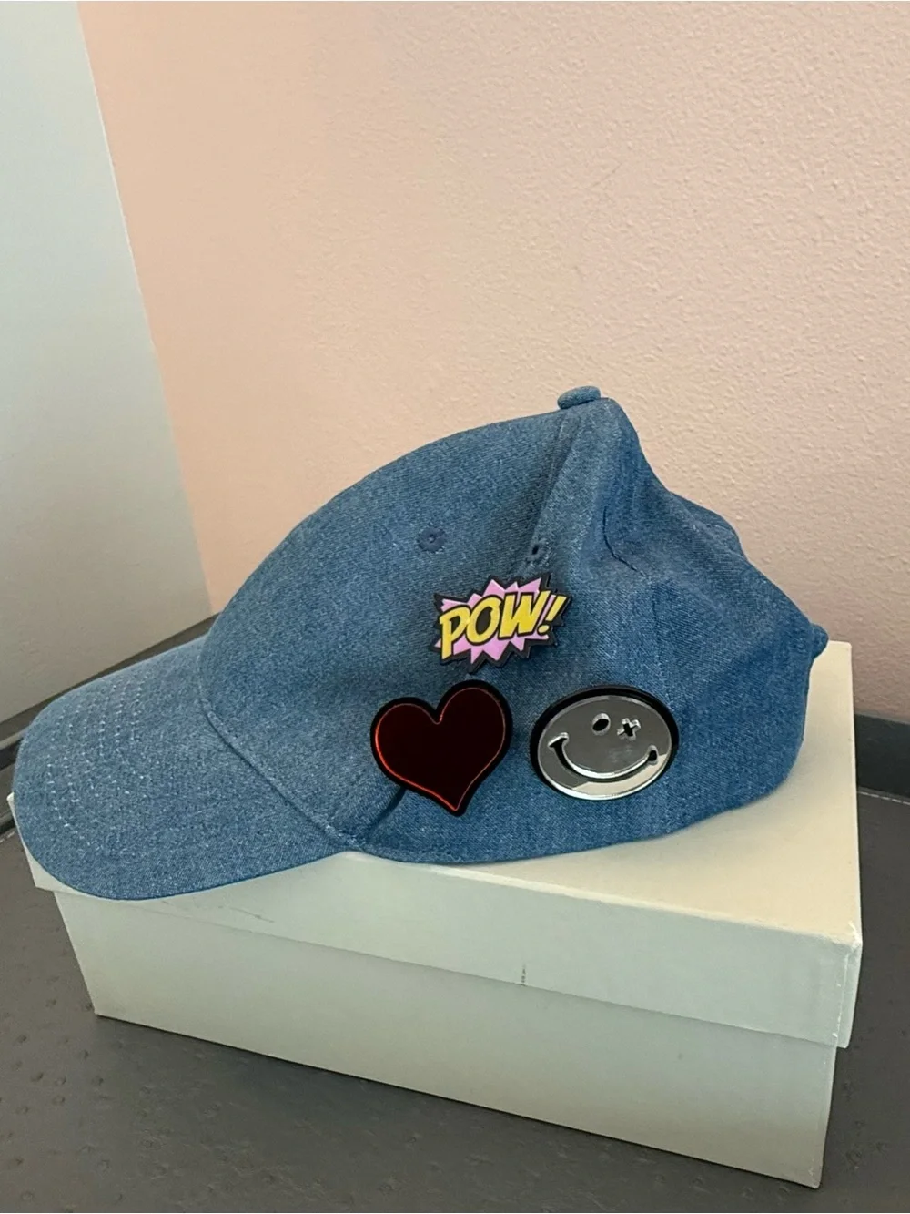 Regina Made in Italy Kids Denim Cap with Decorative Patches Size 8-10